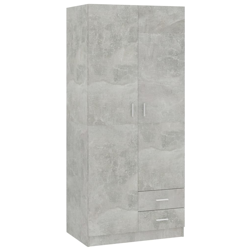 Wardrobe Concrete Grey 80x52x180 cm Engineered Wood
